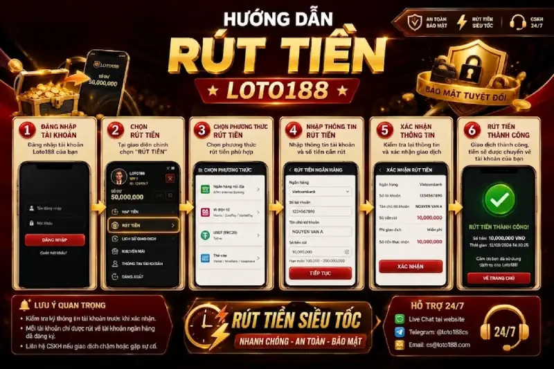Hướng dẫn rút tiền Loto188