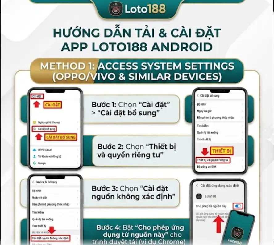 Hướng dẫn tải app Loto188 cho android