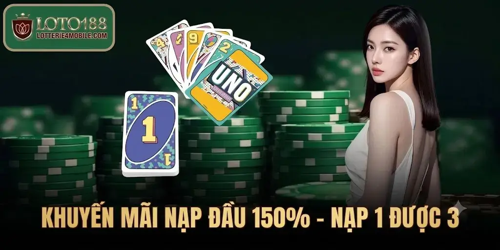 Chương trình ưu đãi khuyến mãi nạp đầu 150% nạp 1 được 3 tại Loto188